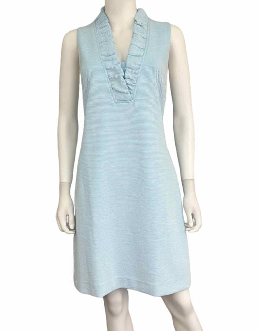 Lilly Pulitzer Blue Ruffle Trim Casual Dress Size L