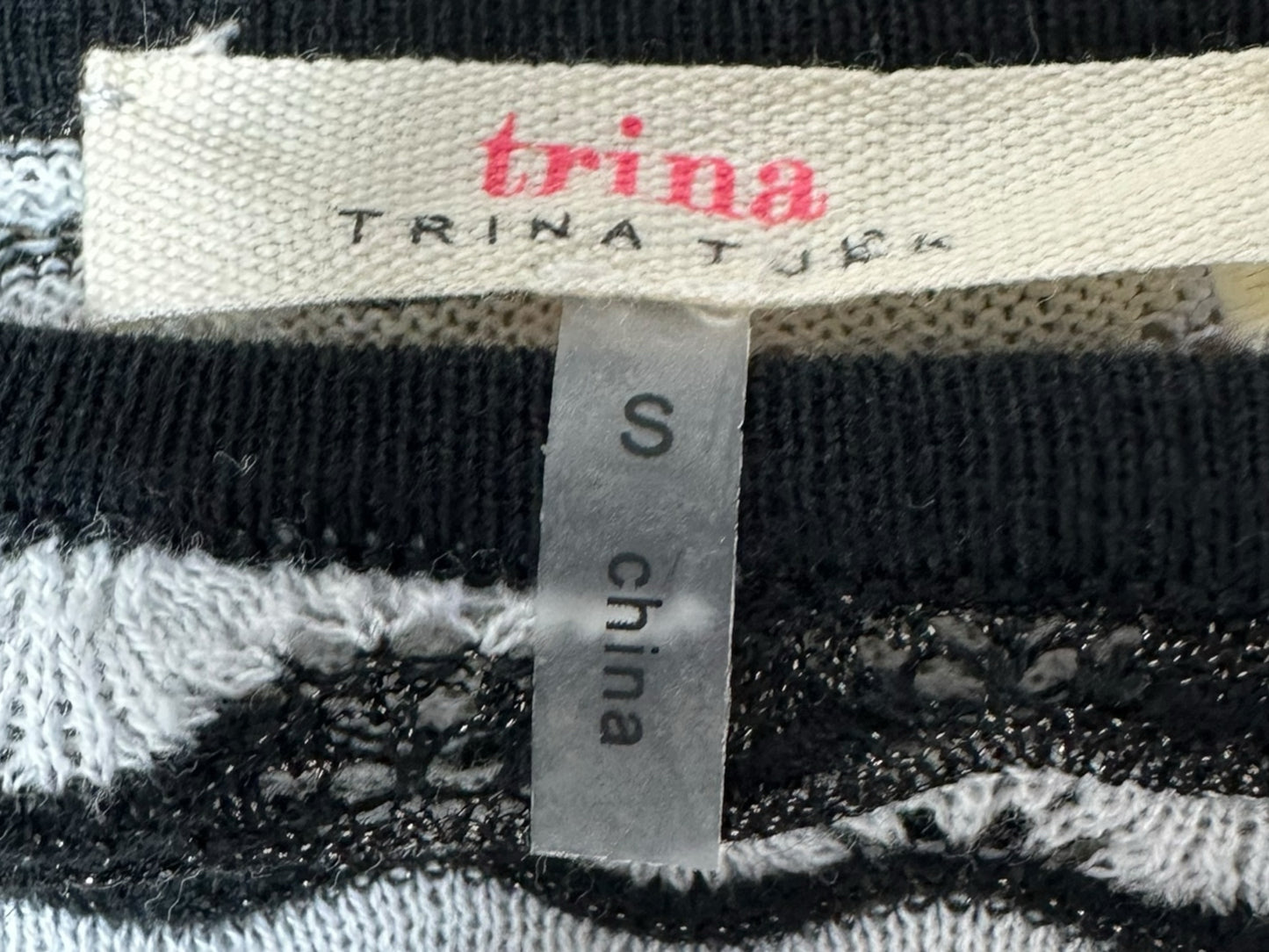 TRINA TURK Black and White Striped Casual Dress Size S