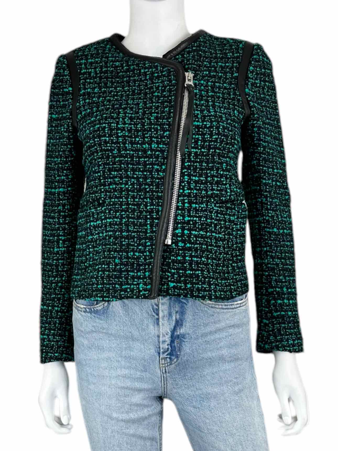 Sandro Green Tweed Jacket Size 6