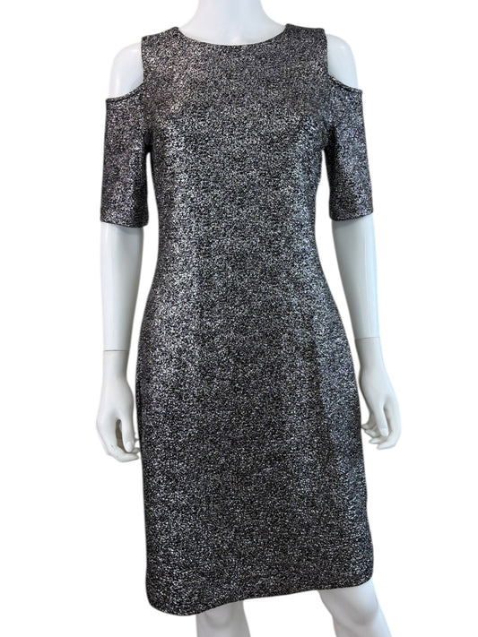 MICHAEL Michael Kors Black Foil Cold Shoulder Dress Size S