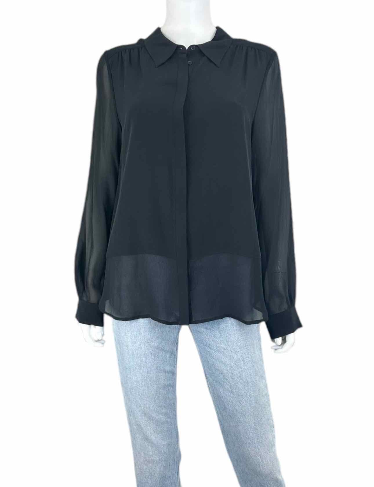 joie Size L Black 100% Silk Button-down Shirt
