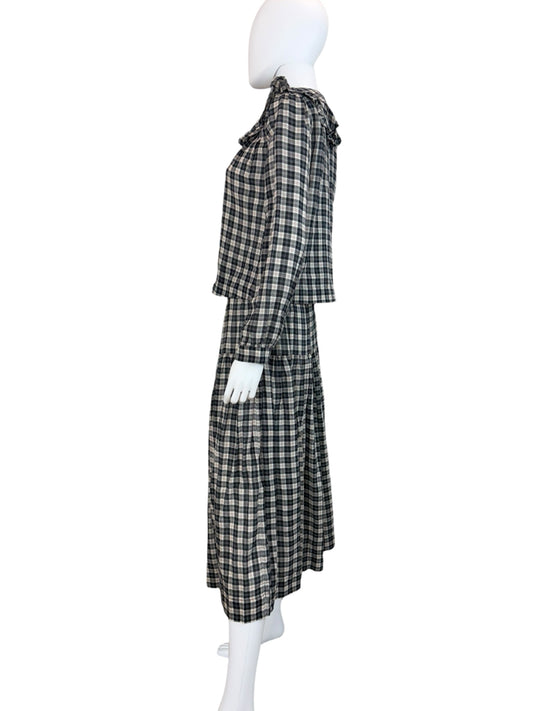DOEN Black Gingham Check Skirt Set Size XS/S