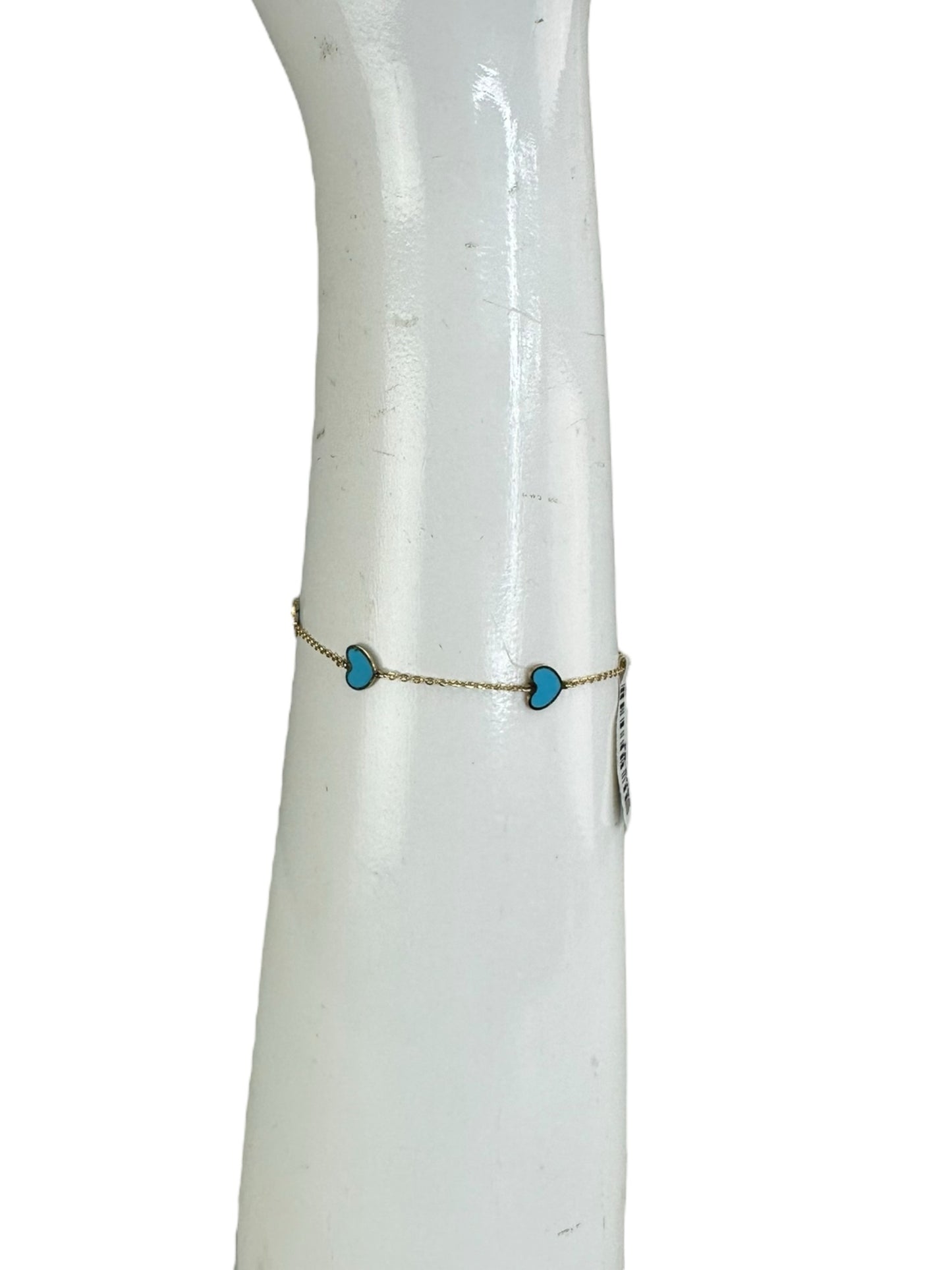 14K Gold Turquoise Heart Inlay Bracelet