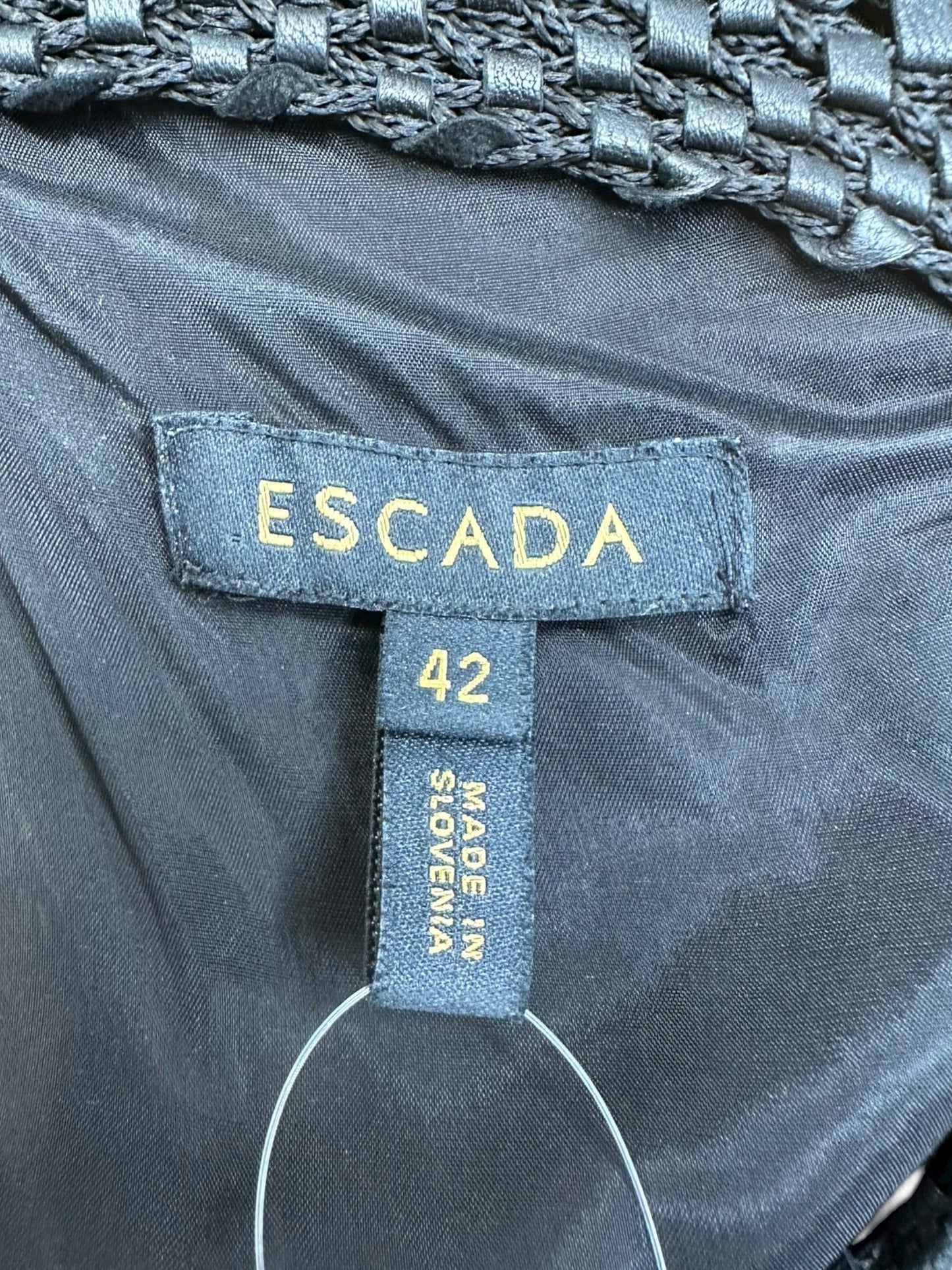 ESCADA Black Virgin Wool Leather Dress Size 42