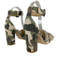 MARION PARKE Green Camouflage Print Sandals Size 37