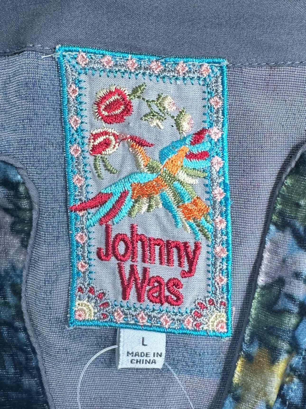 Johnny Was Velvet Print Tunic Size L