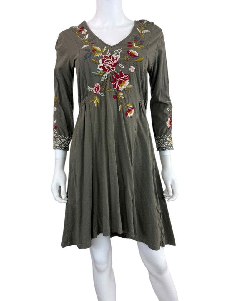 Johnny Was Green Anzia Embroidered Harlowe Dress Size XS