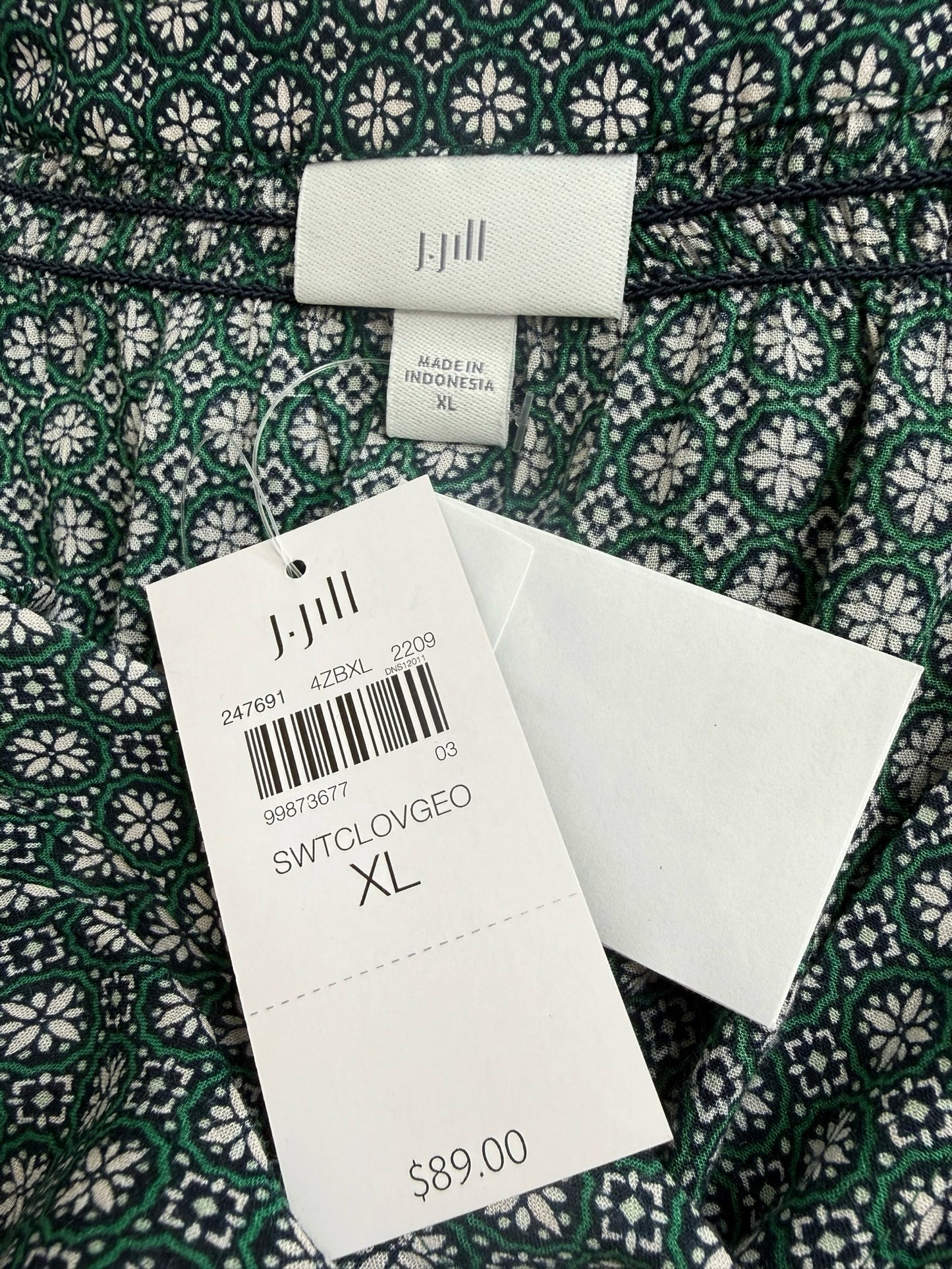 j.jill NWT Green Floral Print Blouse Size XL