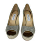 JIMMY CHOO Luna Champagne Glitter Peeptoe Pumps Size 38.5