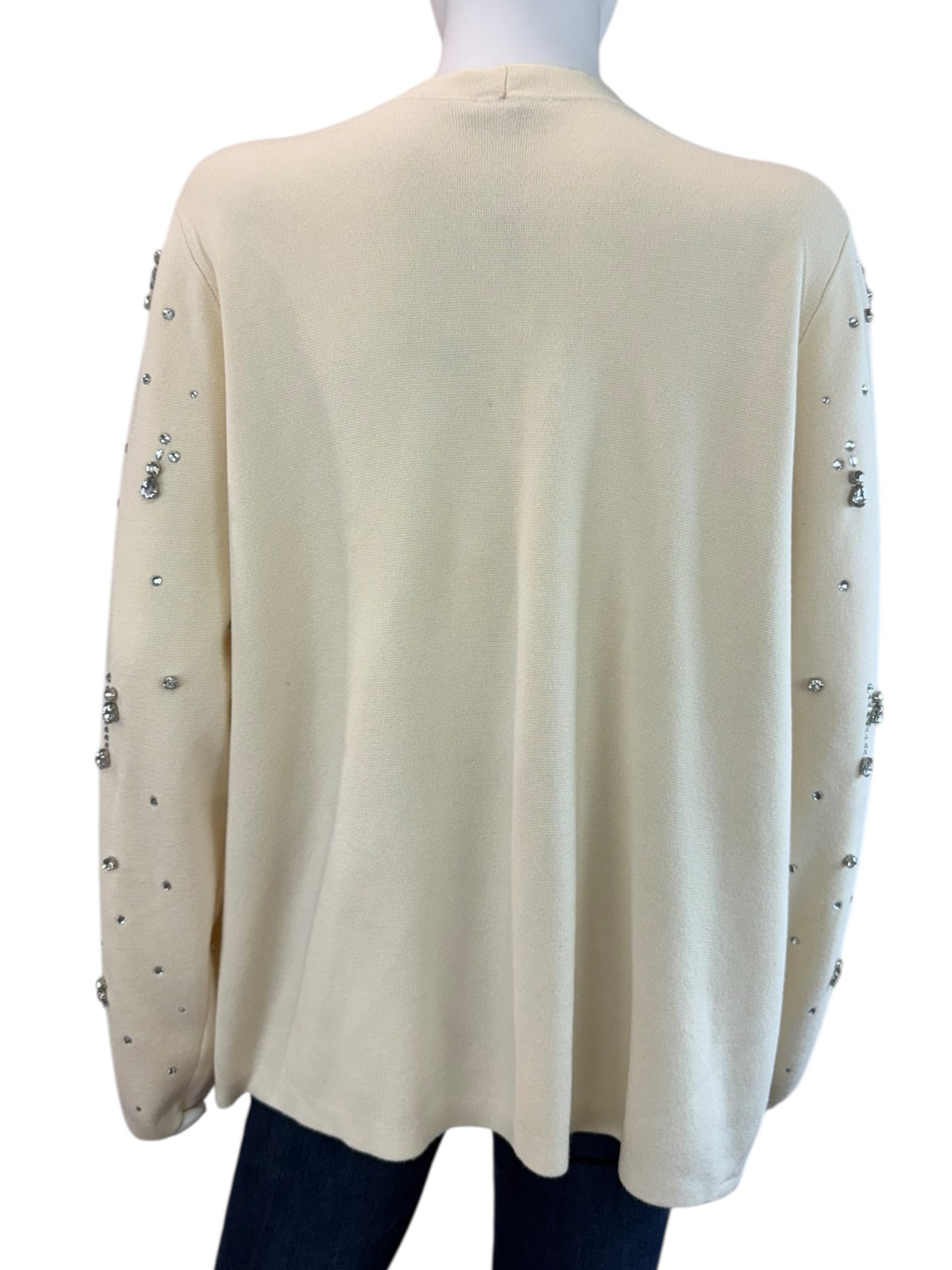 Chico's NWT Cream Drop Rhinestone Cardigan Size XL