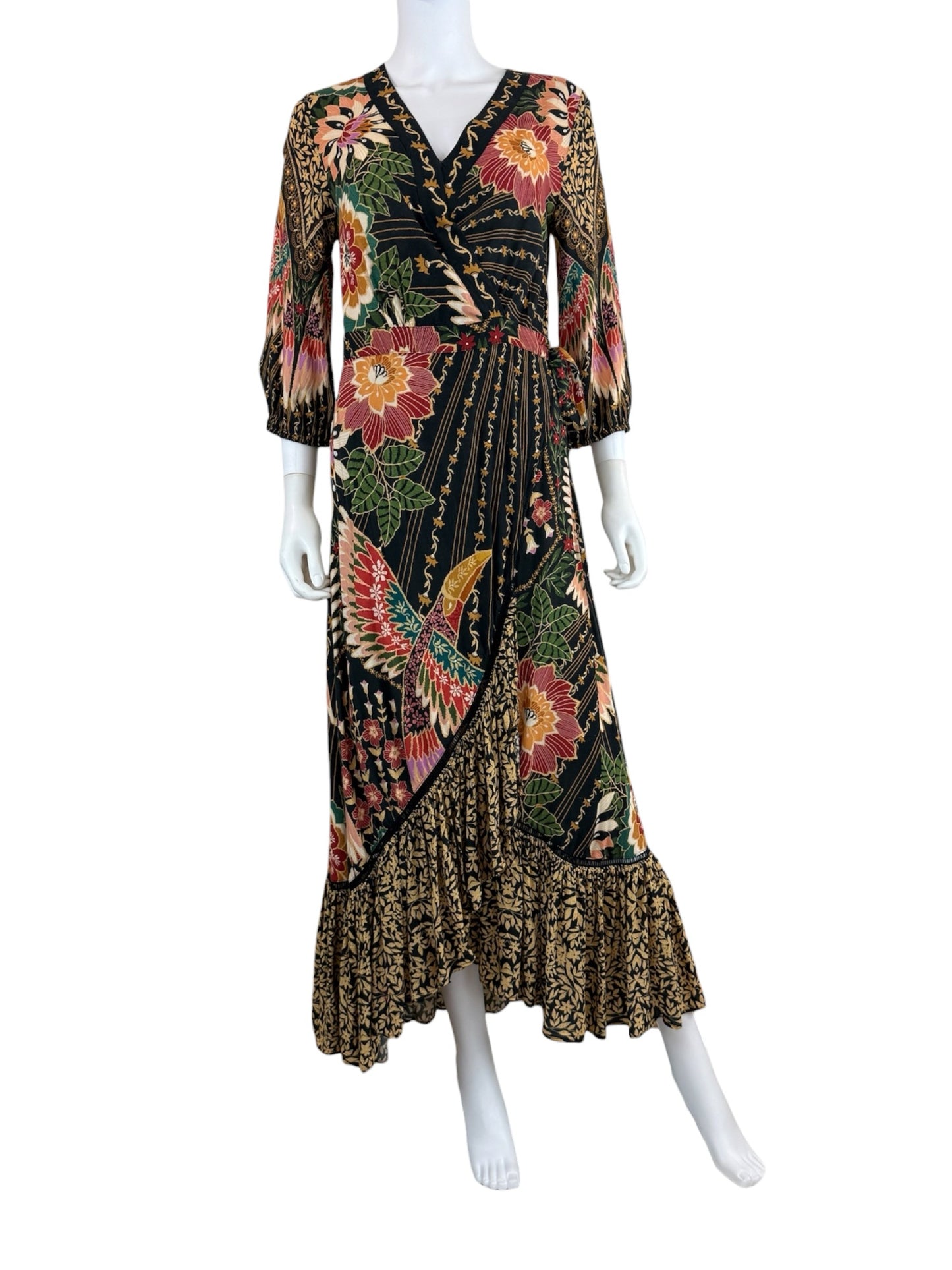 FARM Rio Amorina Floral Wrap Maxi Dress Size S
