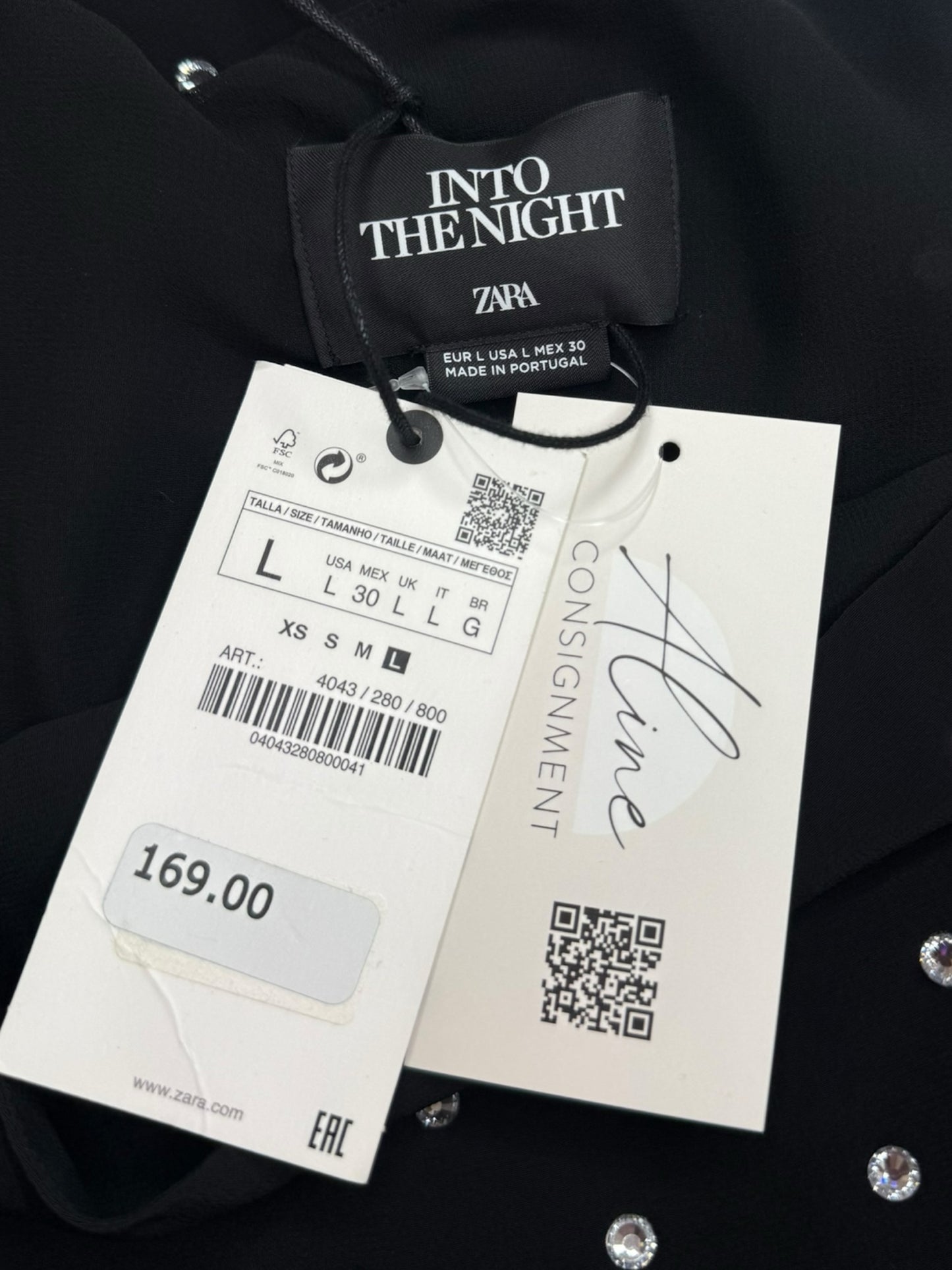 ZARA NWT Black Into the Night Cocktail Dress Size L