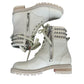 Christian Louboutin Cream Winter Spikes Flat Combat Boots Size 37.5