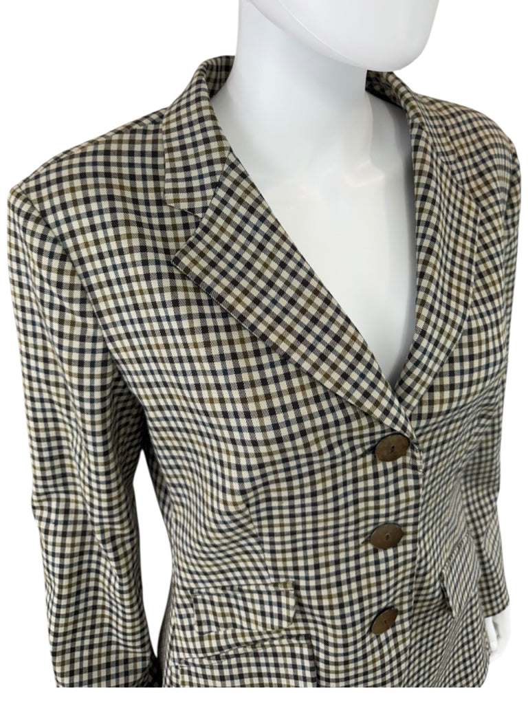 Robert Kitchen Vintage Plaid Blazer Jacket  Size 8