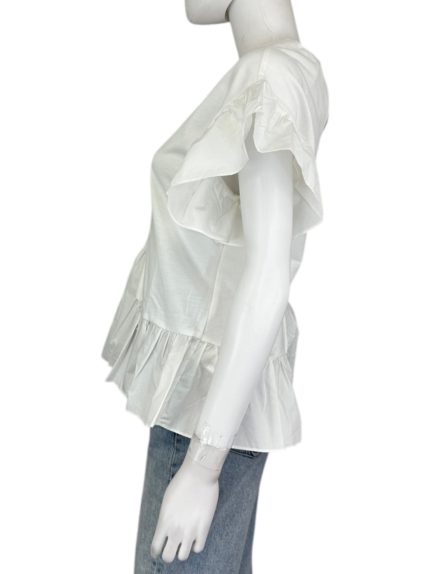 ENGLISH FACTORY NWT White Cotton Ruffle Blouse Size S