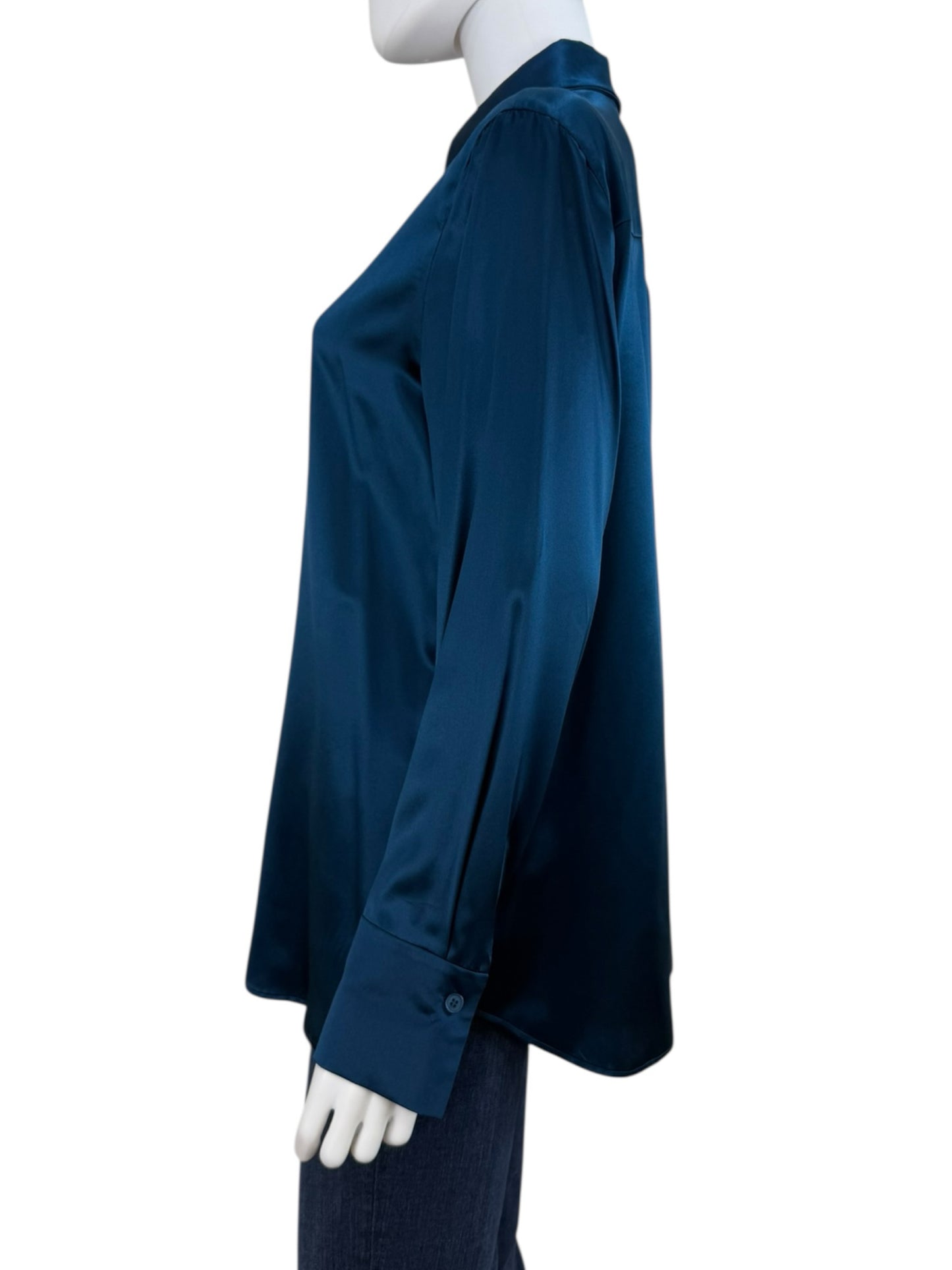 LAFAYETTE 148 NEW YORK Blue 100% Silk Button-Down Shirt Size L