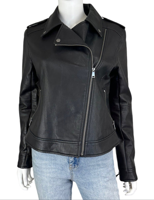 LOFT Black Vegan Leather Jacket Size M