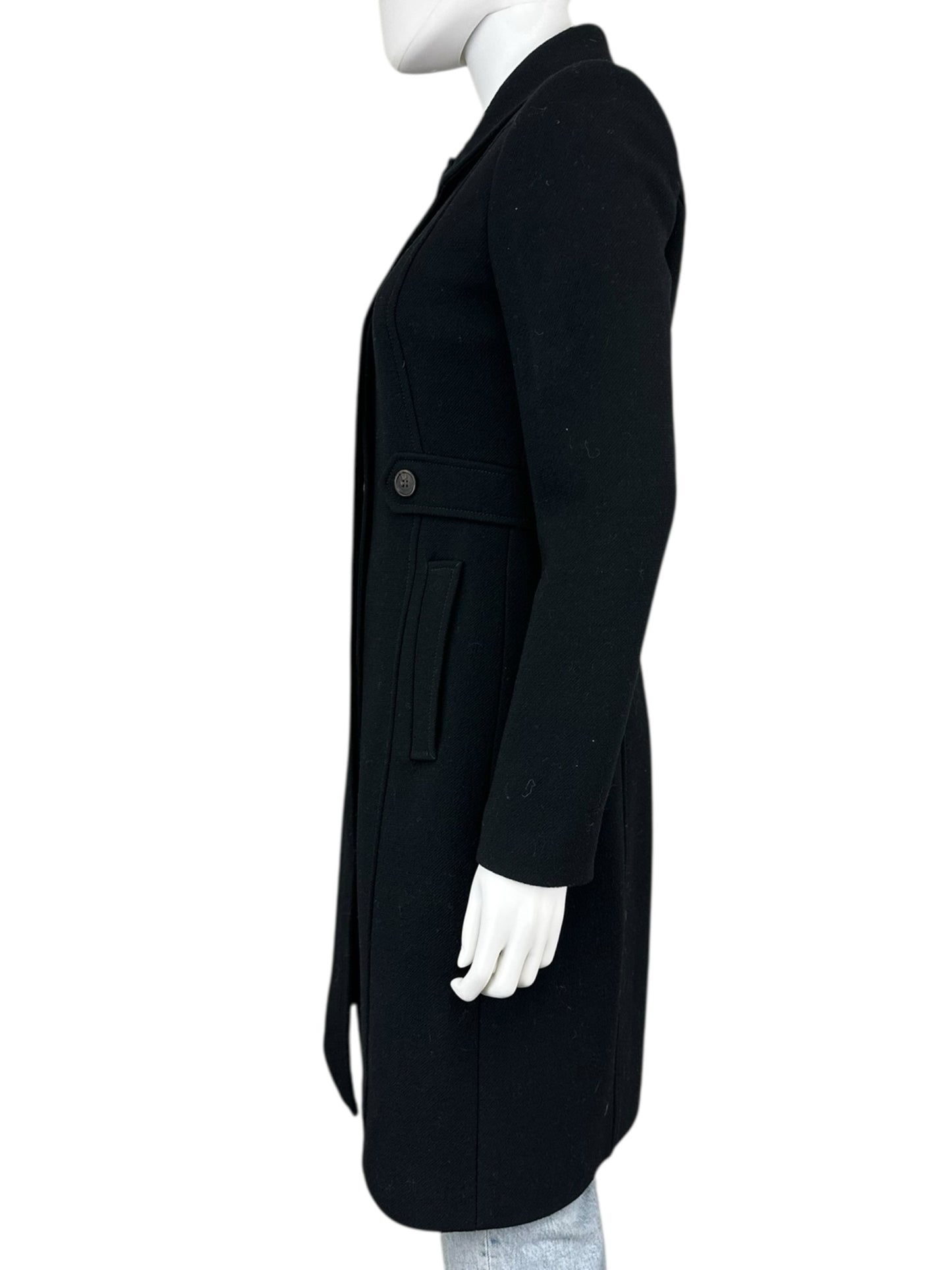 J. Crew Black Italian Double Cloth Wool Trench Size 2