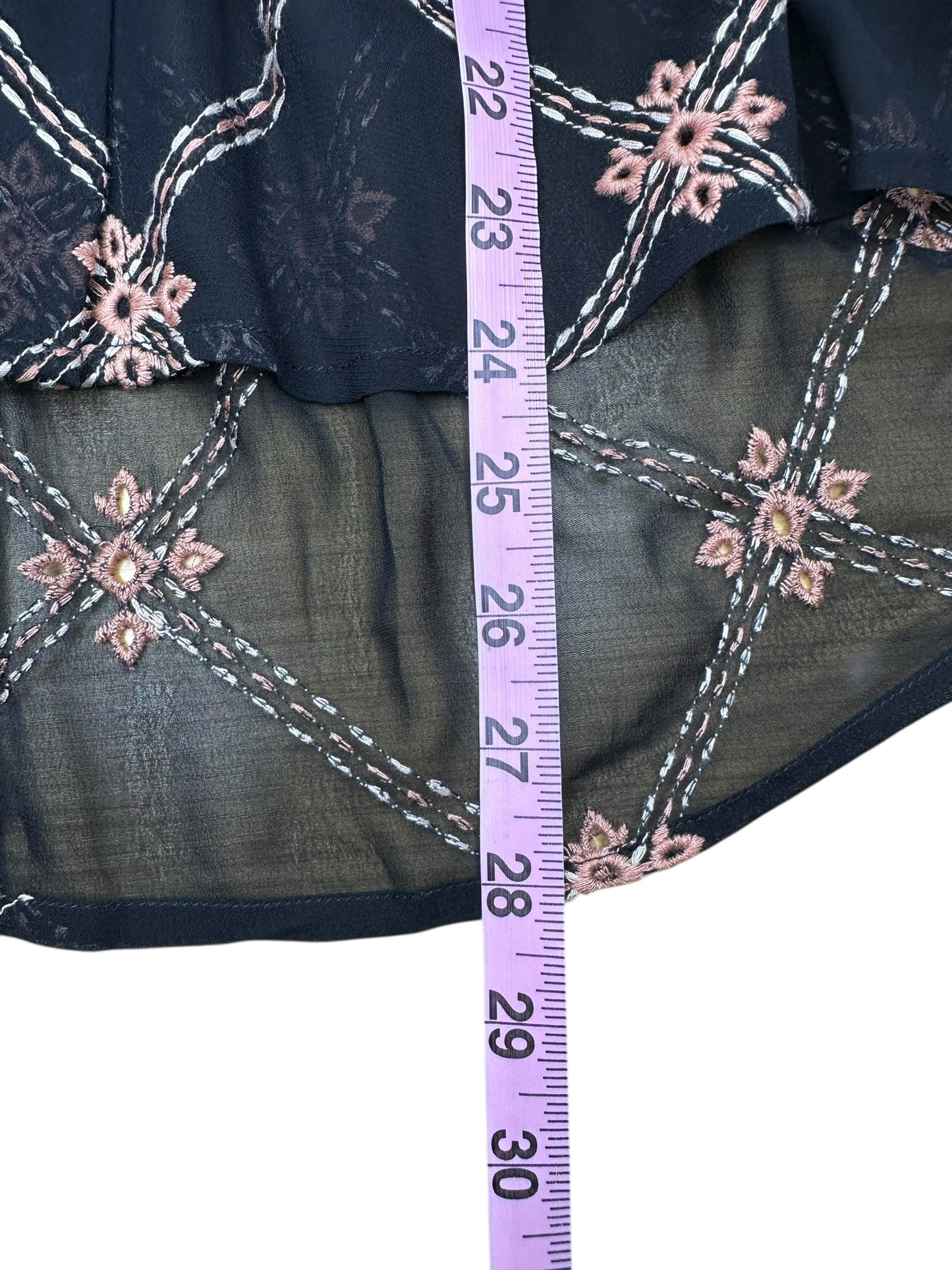 Johnny Was NWT Black Sheer Print Iman Blouse Size S