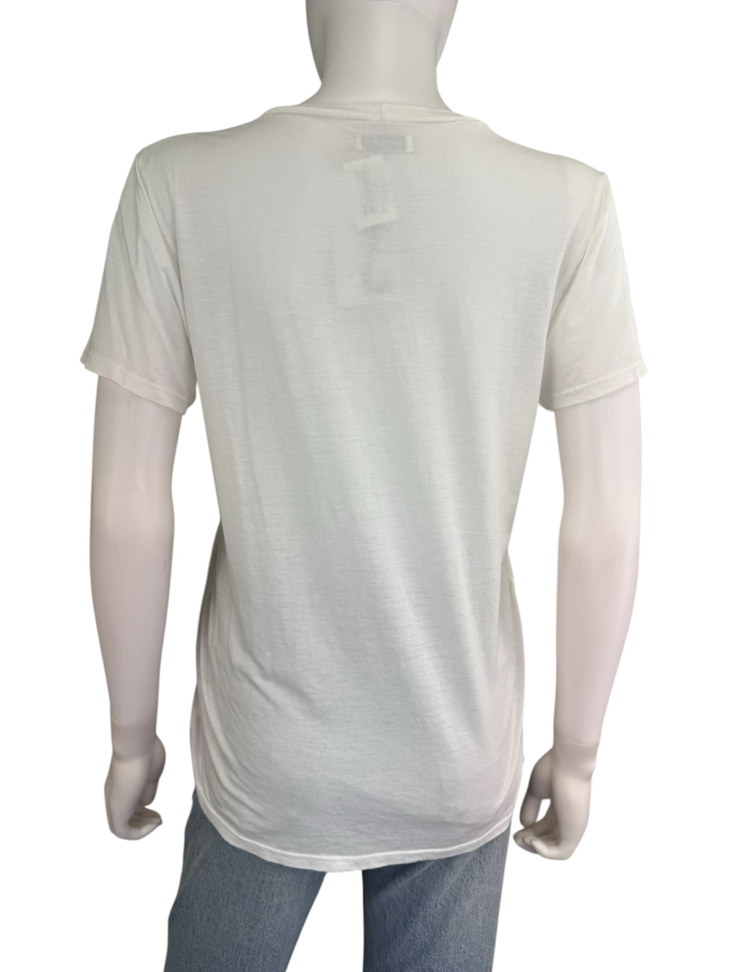 Lauren Moshi White Wolf Painted Evil Eye Boyfriend Tee Size XS