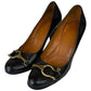 BURBERRY Black Leather Horsebit Pumps Size 38.5