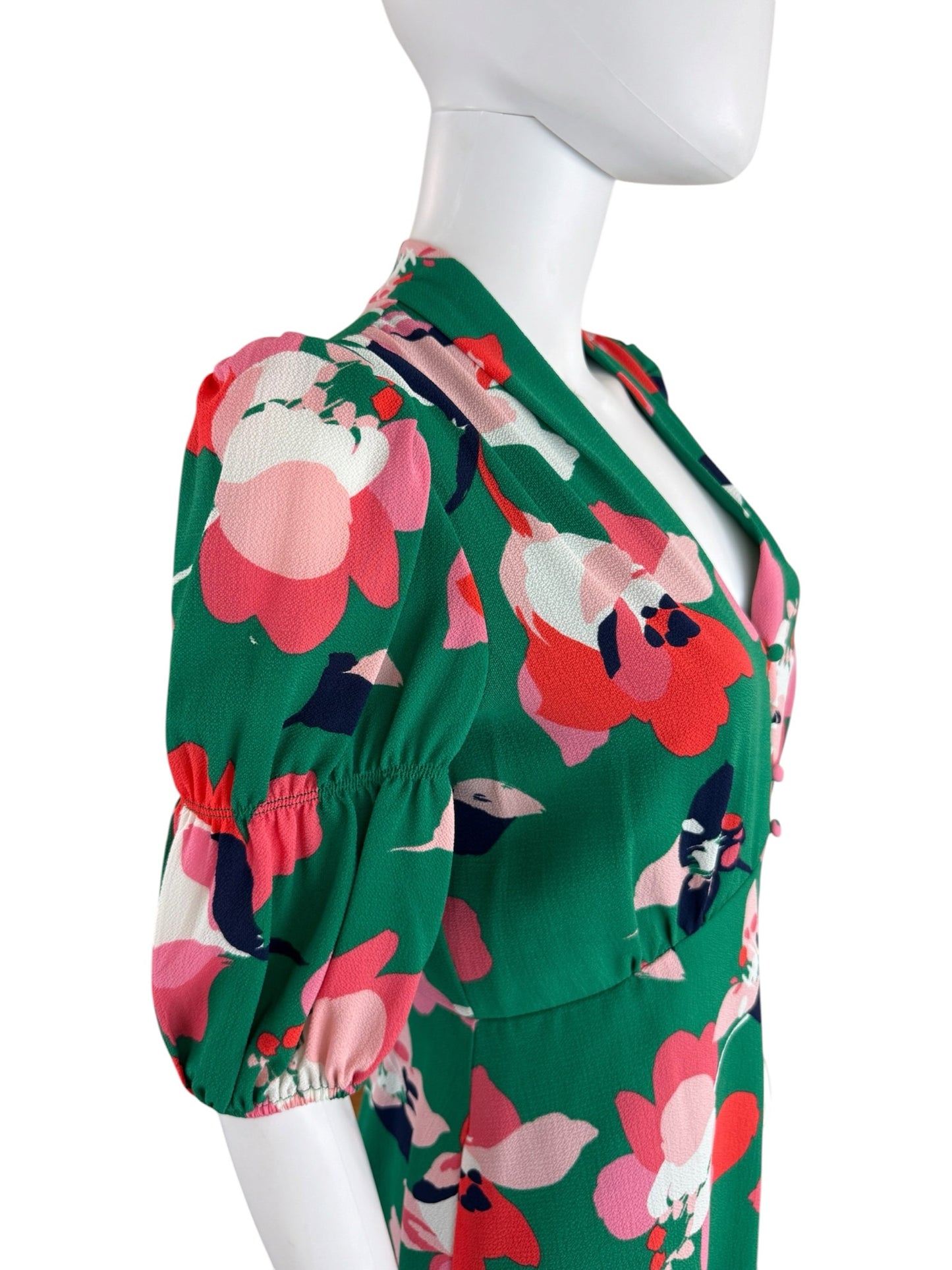 VINCE CAMUTO NWT Green Floral Pebble Crepe Mini Dress Size 6