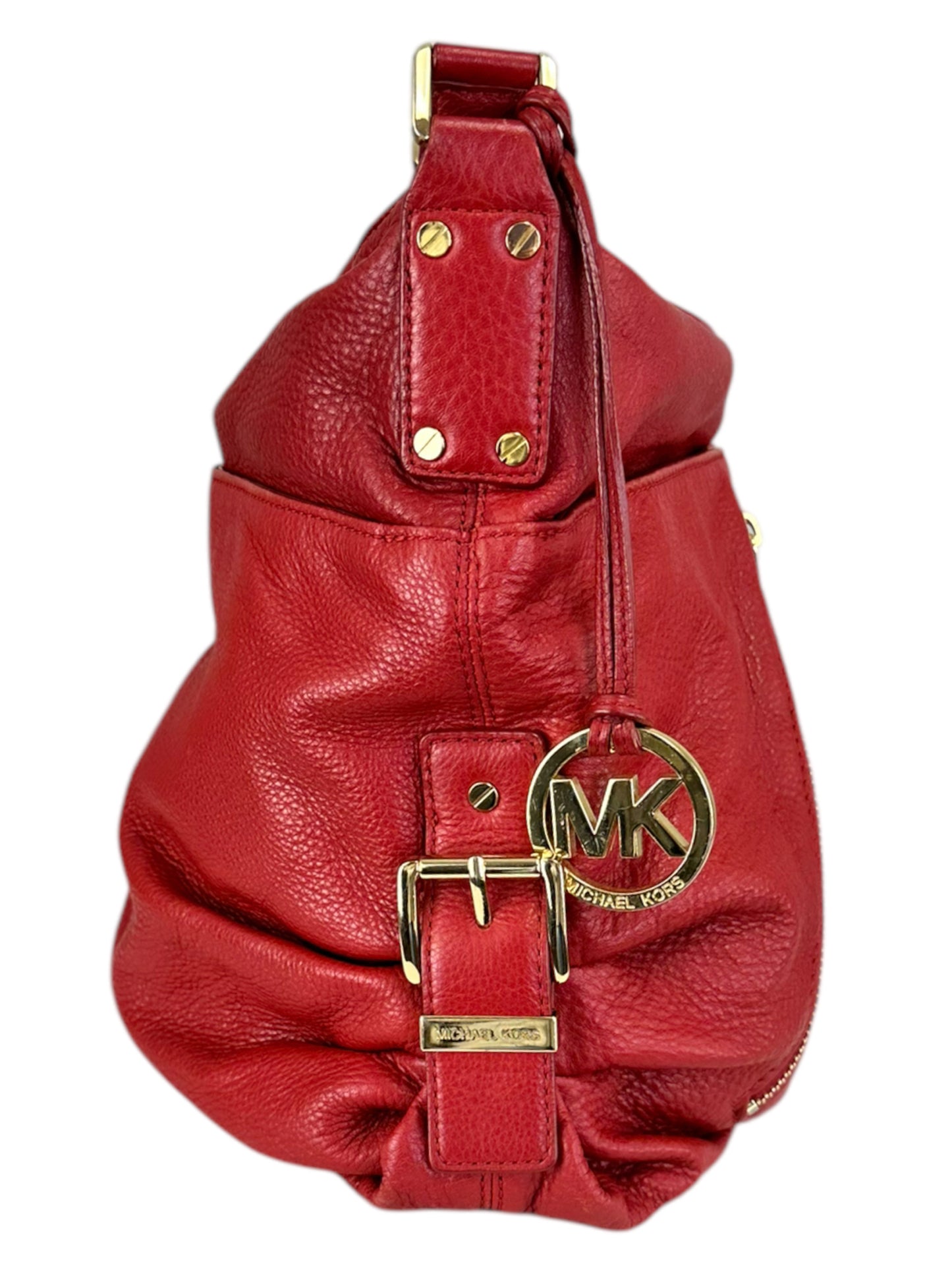 michael kors Red Hobo Pebbled Leather Designer Handbag