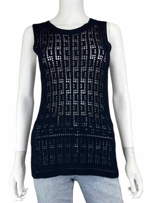 ELIE TAHARI Navy Knit Tank Size M