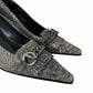 Stuart Weitzman Gray Leather KILT Snake Print Pumps Size 9