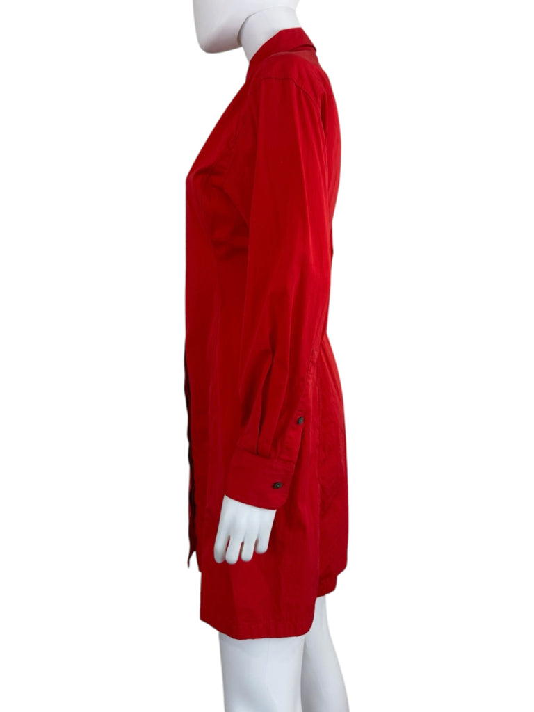 Theory Red T-Shirt Button-Down Mini Dress Size 6