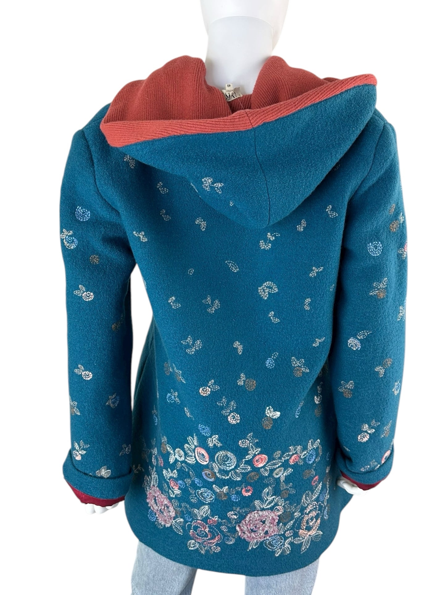 IVKO Teal Embroidered Boiled Wool Jacket Size 40