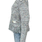 MILLY Tweed Fringe Trim Sweater Cardigan Jacket Size L