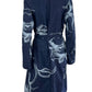 LAFAYETTE 148 NEW YORK Blue Denim Floral Trench Coat Size M