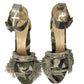 MARION PARKE Green Camouflage Print Sandals Size 37