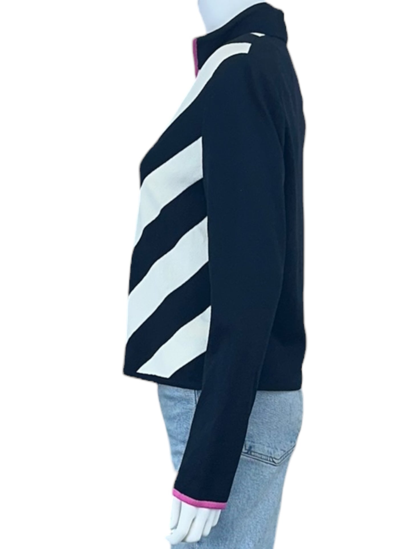 St. John Black Striped Knit Jacket Size 8