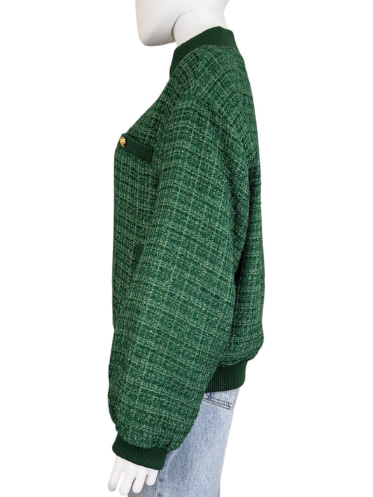 Strut & Bolt NWT Green Tweed Bomber Jacket Size L