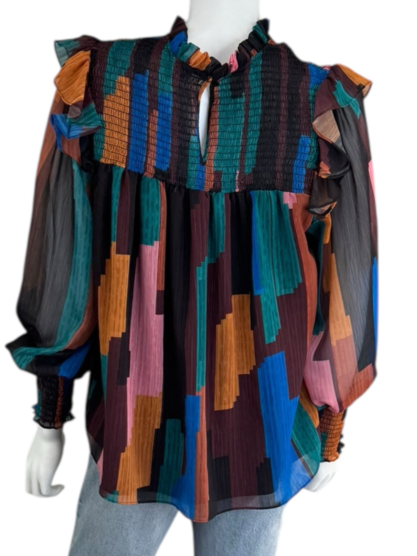 Willa Story Brushstroke Cates Blouse Size M