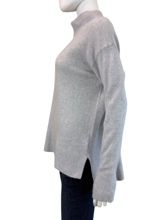 WHITE + WARREN Gray Cashmere Blend Mock Neck Sweater Size L