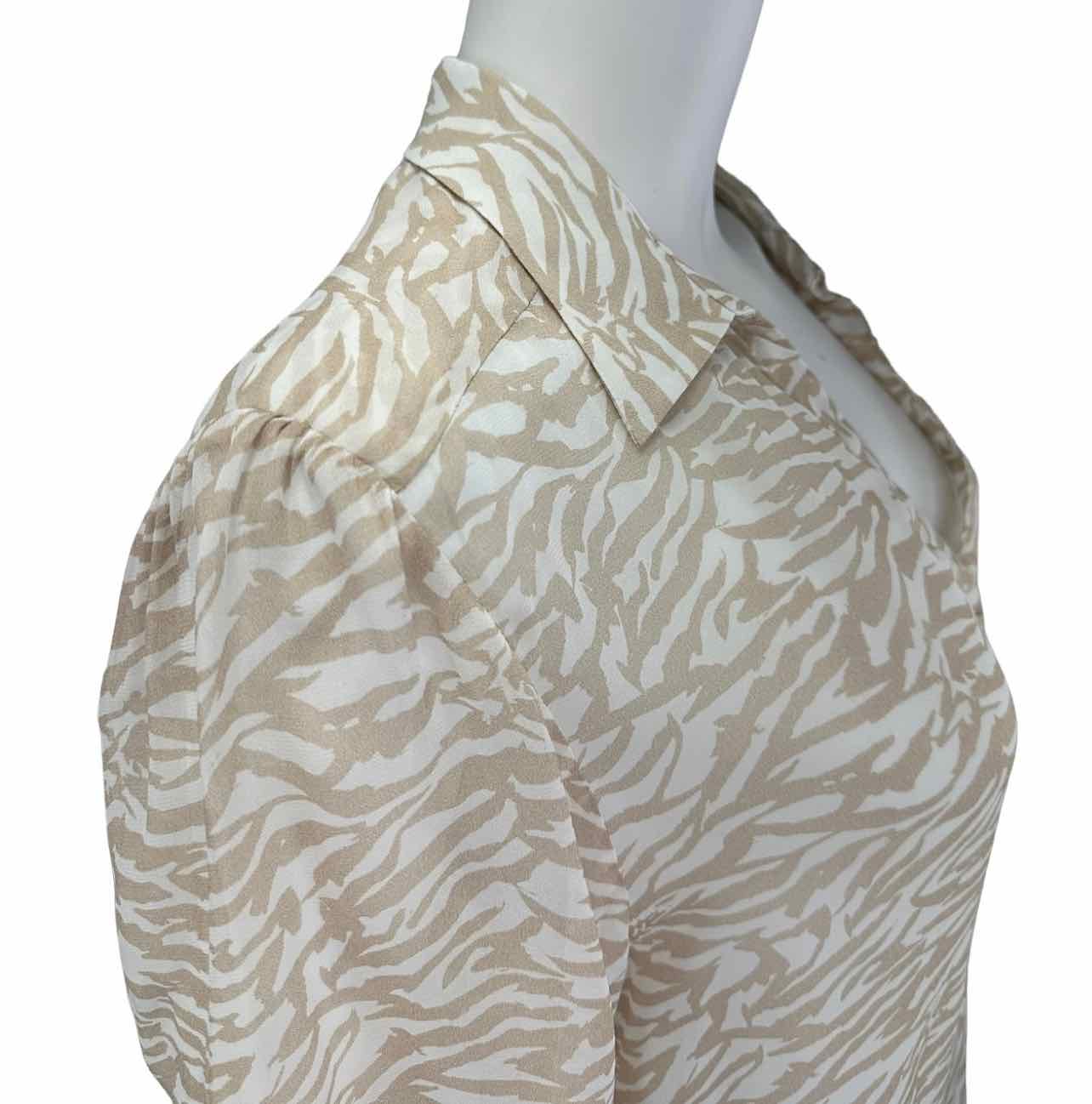 ecru NWT Tan Zebra Sheer Print Blouse Size S