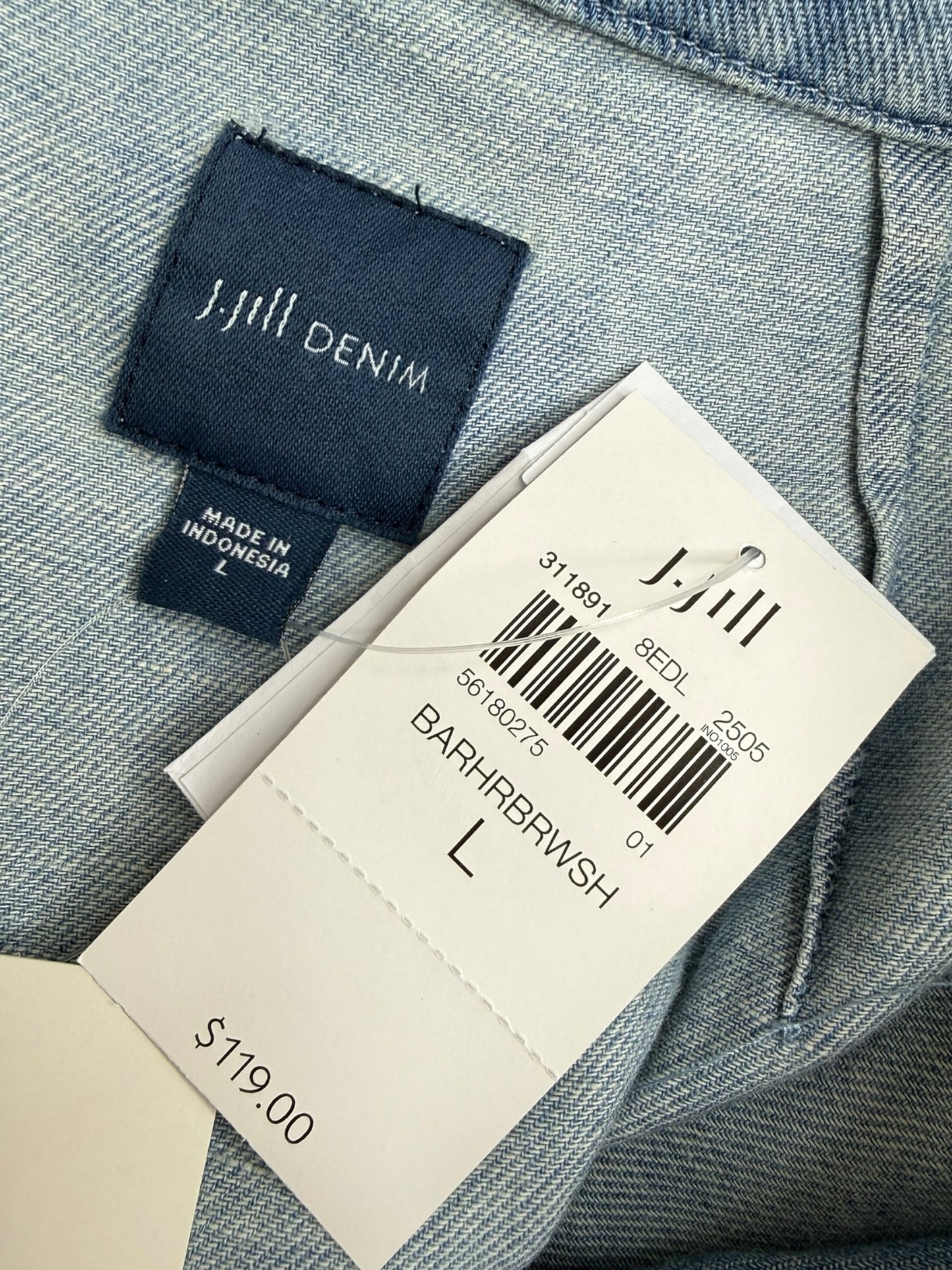 J. Jill NWT Blue Chambray Blouse Size L