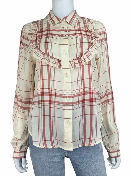 FRAME Red Plaid Button-Down Shirt Size XS