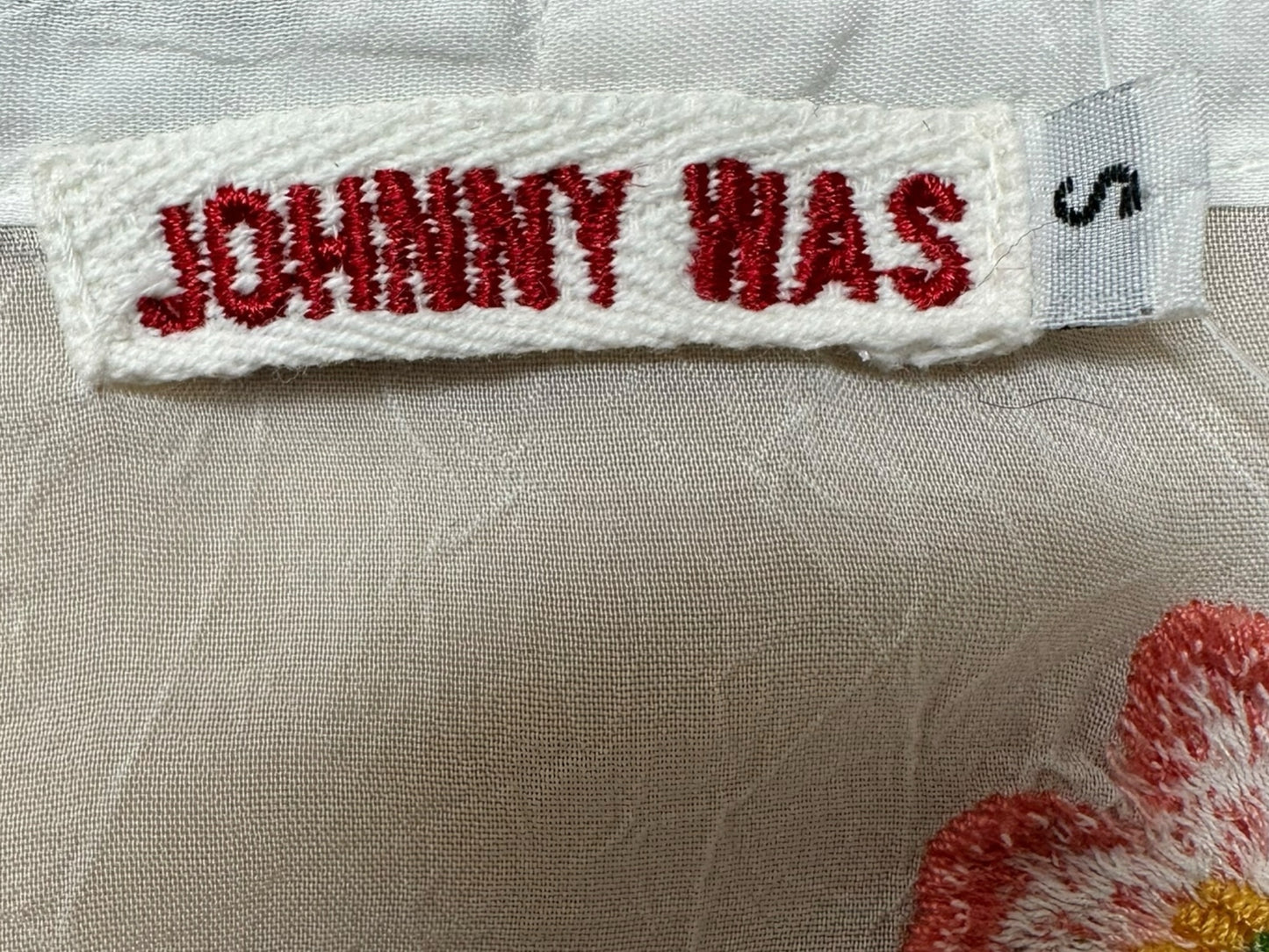 Johnny Was White Embroidered Tunic Top Size S