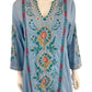 Johnny Was Blue 100% Cotton Embroidered Dress Size S