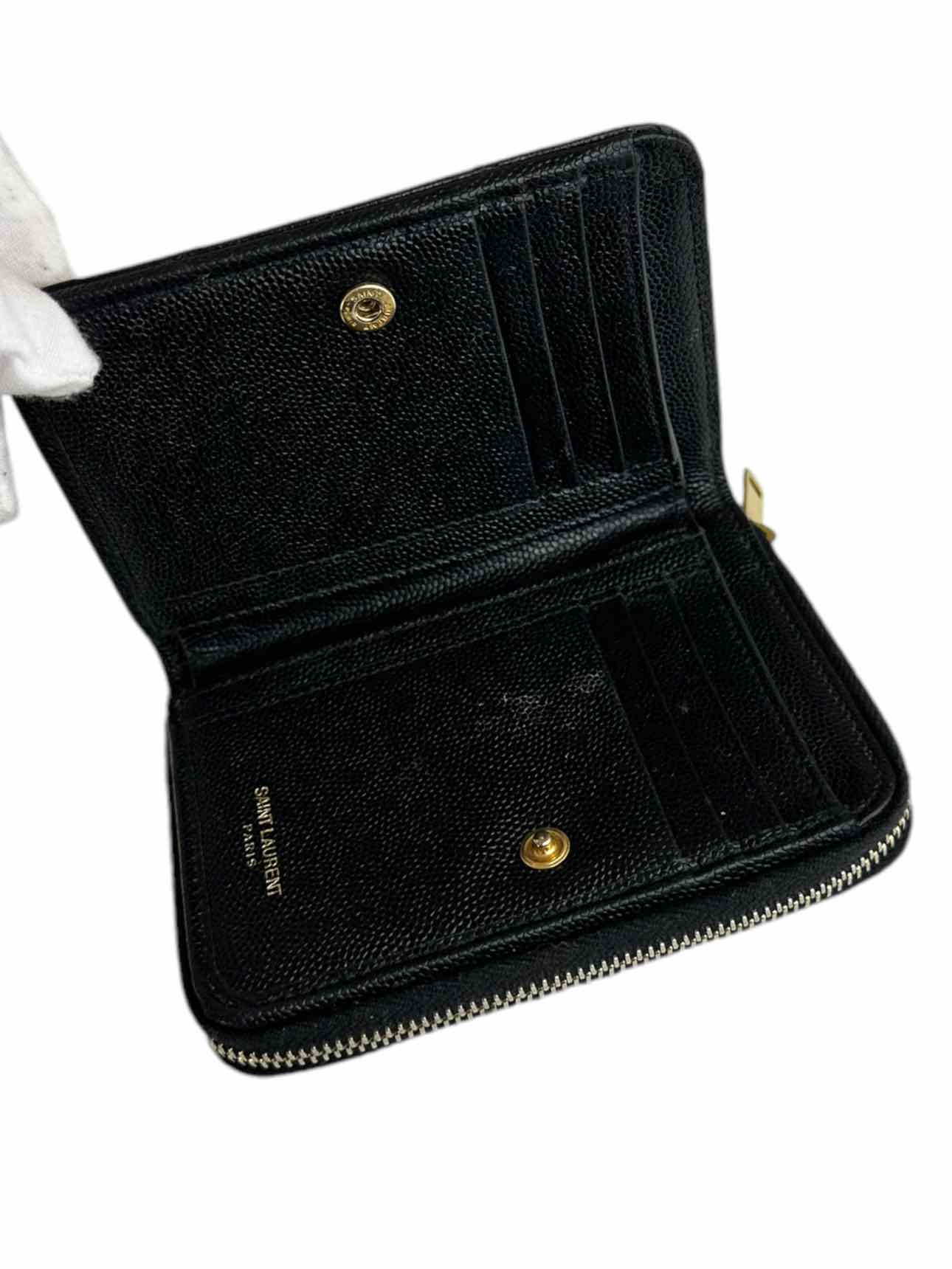 Yves Saint Laurent Black Cassandre Matelasse Compact Wallet