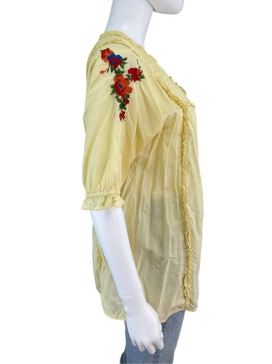 sundance Yellow Embroidered Blouse Size L