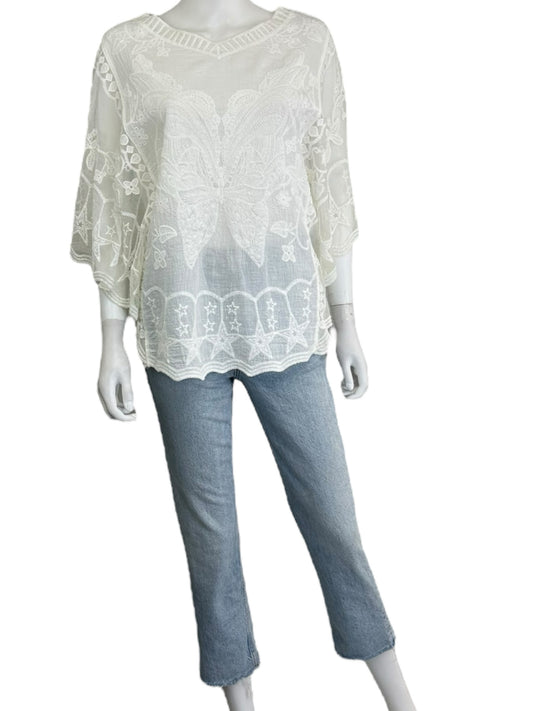 Papillon White Blouse Size M