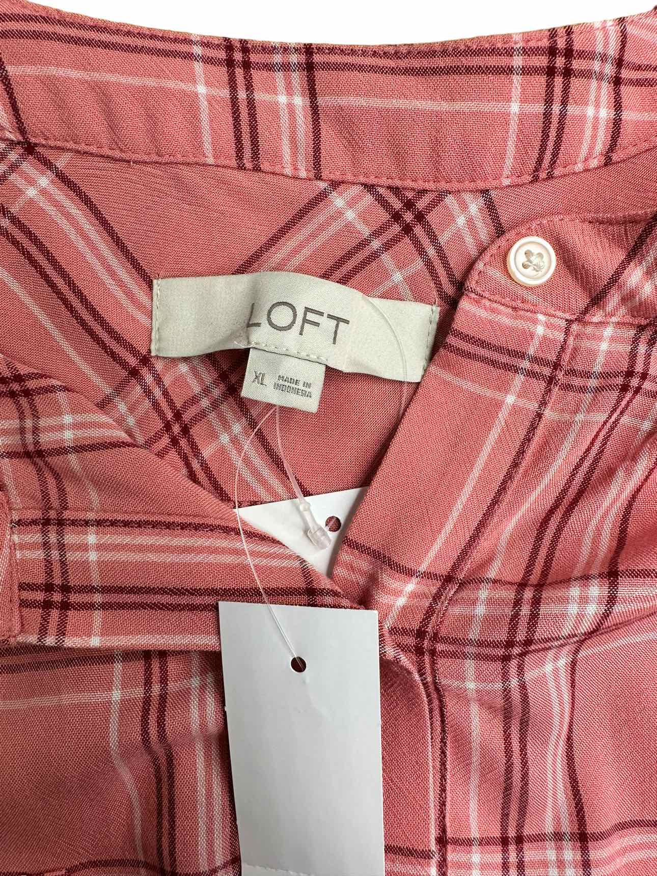 LOFT NWT Plaid Blouse Size XL