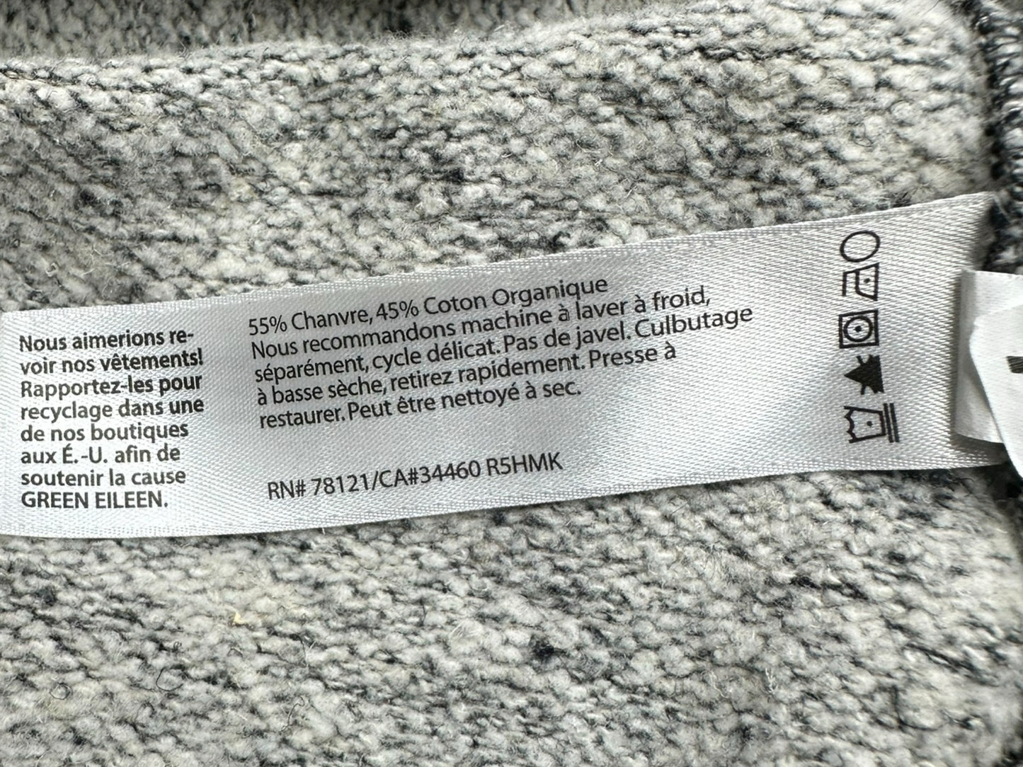 EILEEN FISHER Black Striped Hemp Organic Cotton Jacket Size M