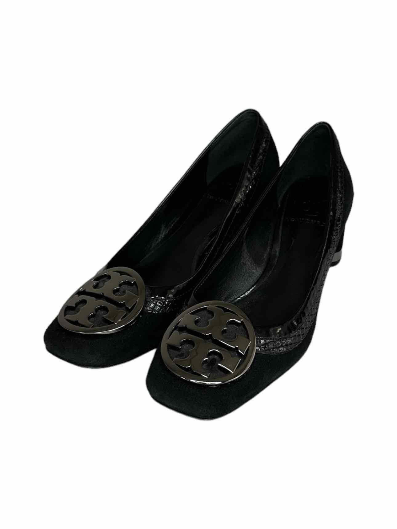 TORY BURCH Black Suede FRANNIE Pumps Size 6.5