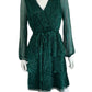 Nicole Miller NEW YORK Green Metallic Cocktail Dress Size L